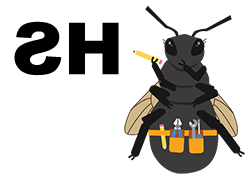 Clip art of bee with the letters HS next to it